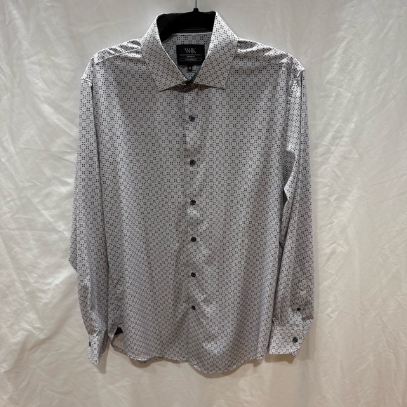 Wrk Other - WRK 4-Way Stretch Button Front Shirt Size 16 Geometric Print  Lightweight Office